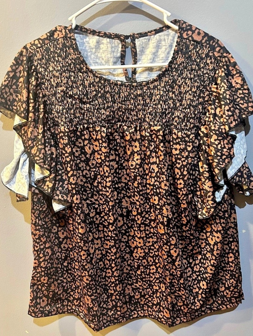 Animal Print Blouse in Brown & Black Size 1X